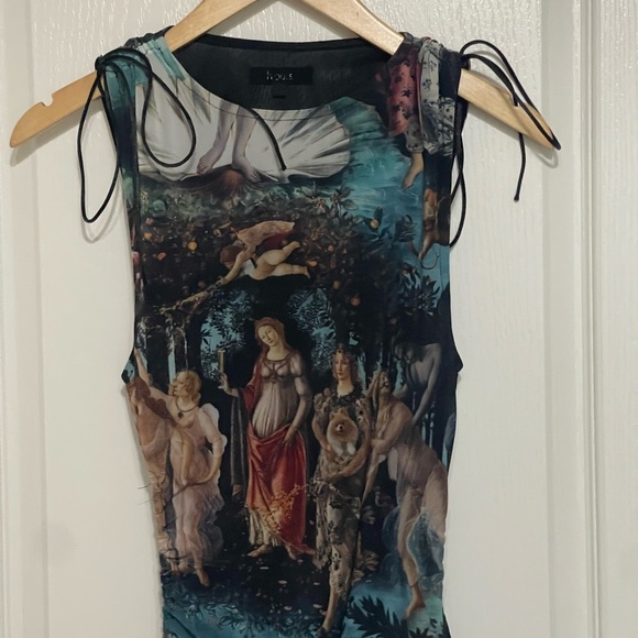 h:ours Dion Mini Dress Multi Renaissance $198Artistic Print Sleeveless Dress XS - Picture 5 of 10